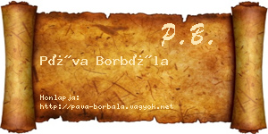 Páva Borbála névjegykártya